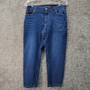 Tahari Womens Size 10/30 Dark Wash Cropped Skinny Denim Jeans Blue‎ Stretch 6741